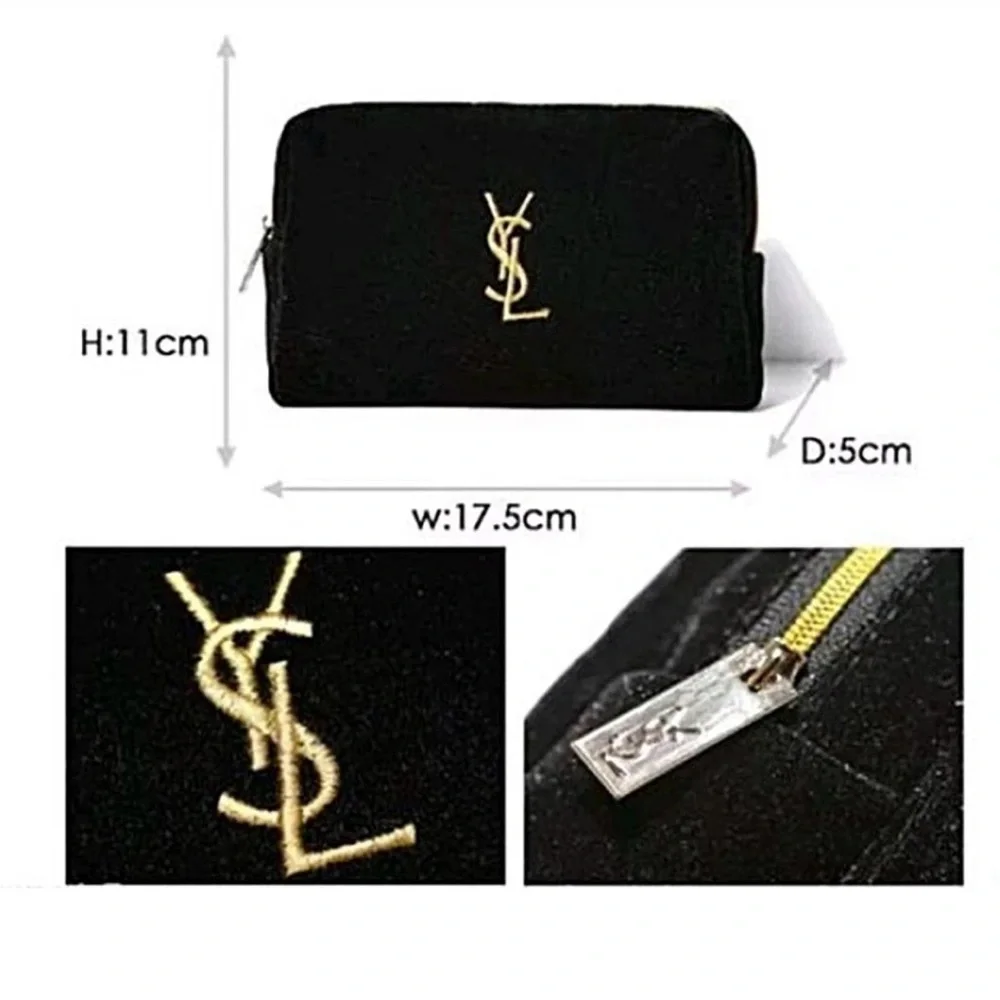 Yves Saint Laurent Black and Gold Cosmetic Pouch - Picture 2 of 7